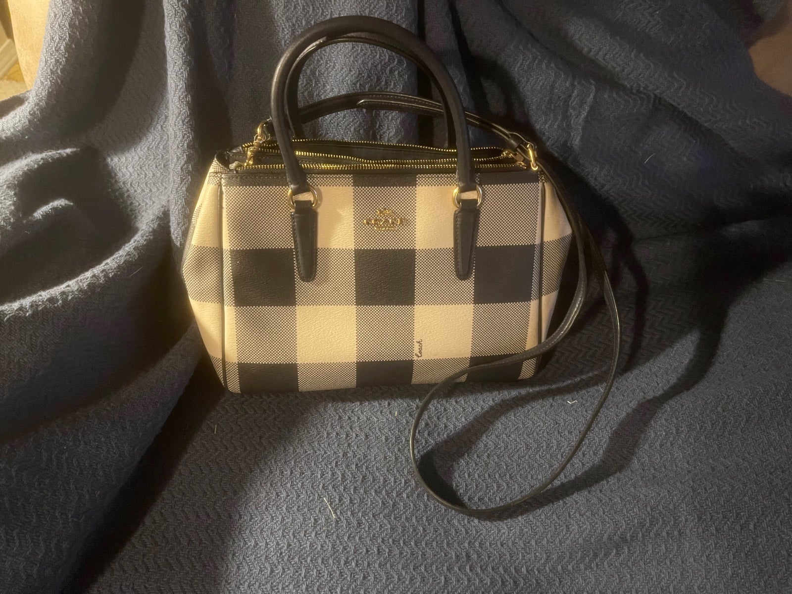 Coach blue/white checkered purse