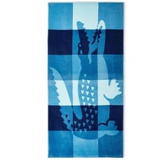 NWT Lacoste Gorgeous Blue Ombre Blocks Logo 100% Cotton Big 72”x36” Beach Towel