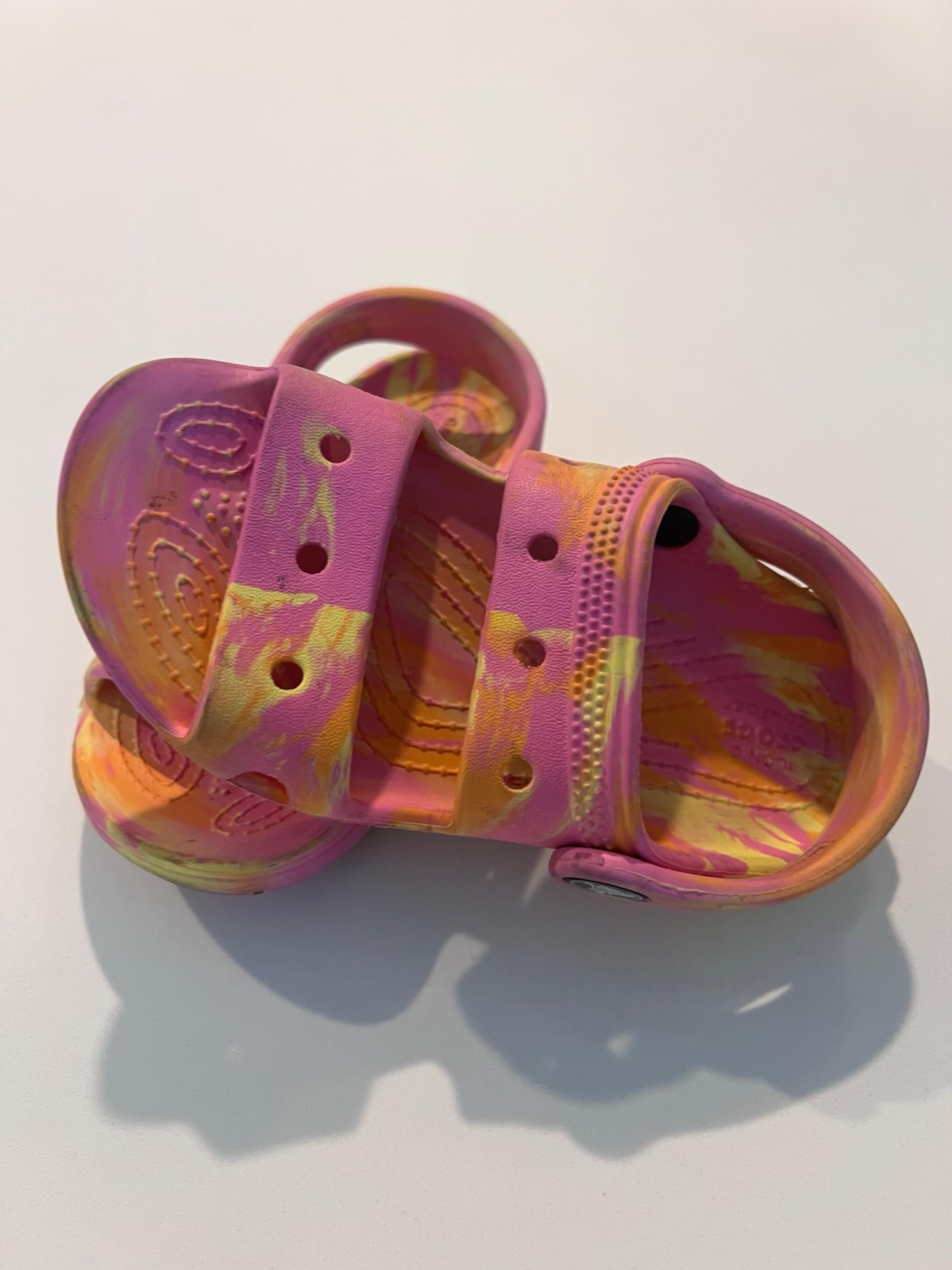 Crocs Classic Marbled Sandal Kids C10 Taffy Pink Yellow Sandals