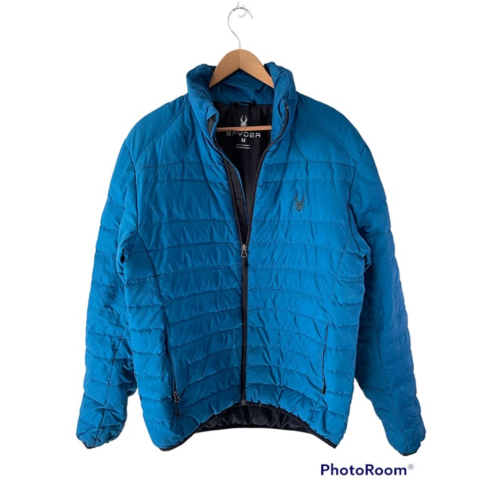 Spyder Blue Full Zip Duck Down Puffer Jacket