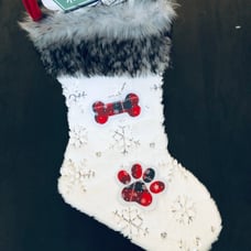 NWT Christmas Faux Fur Plush Dog Stocking
