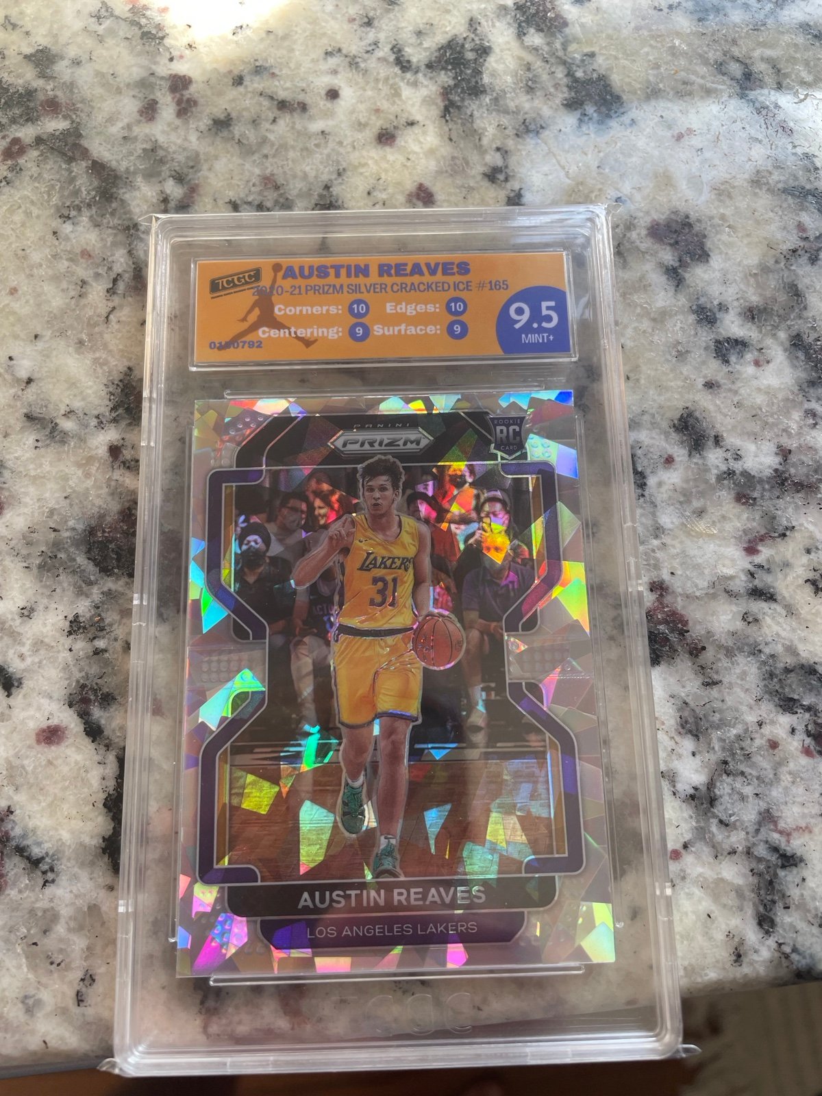 2021-2022 Austin Reaves Prizm Cracked Ice RC# 165 TCGC 9.5 Mint+