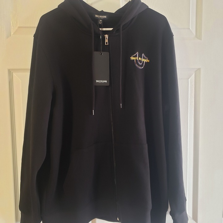 True Religion Men's Horseshoe Full-Zip Hoodie Black Size XL New with Tags