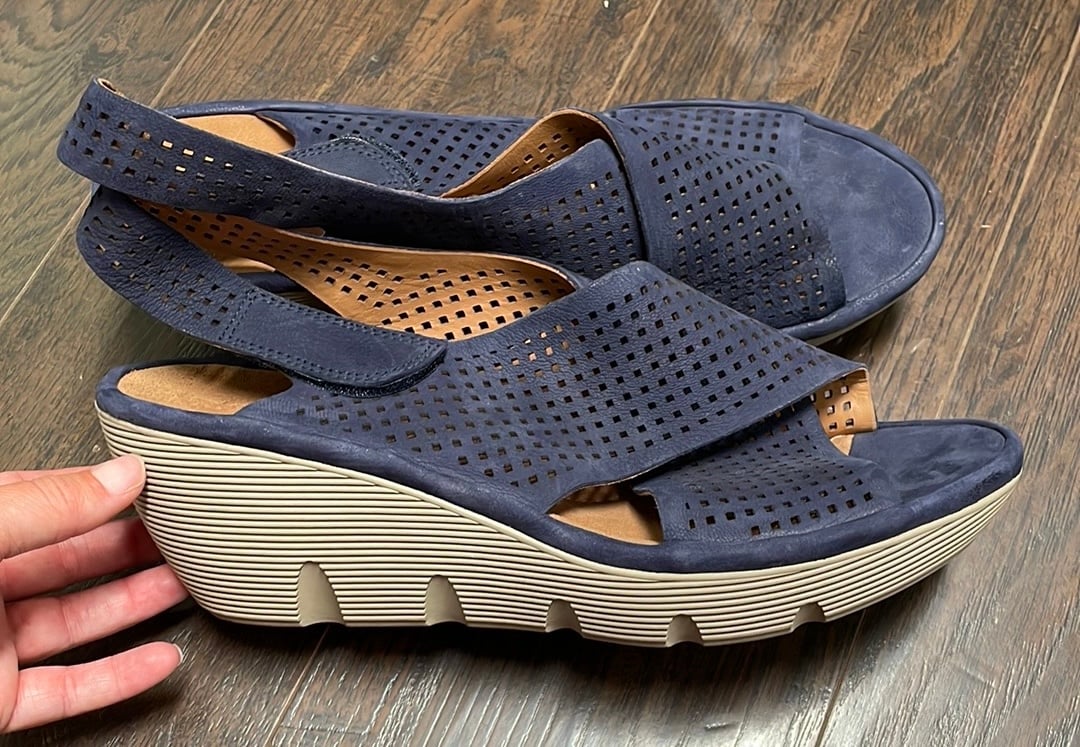 Clark’s leather wedges