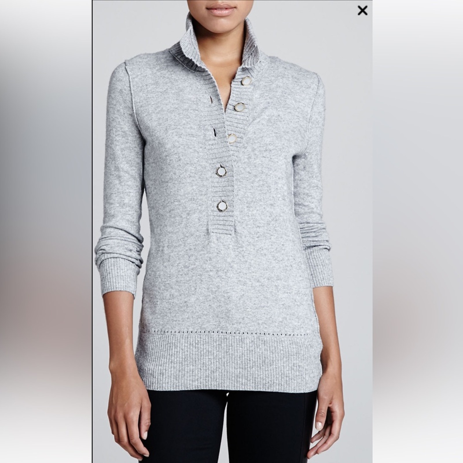 Tory Burch Giselle Rib-Trim Sweater
