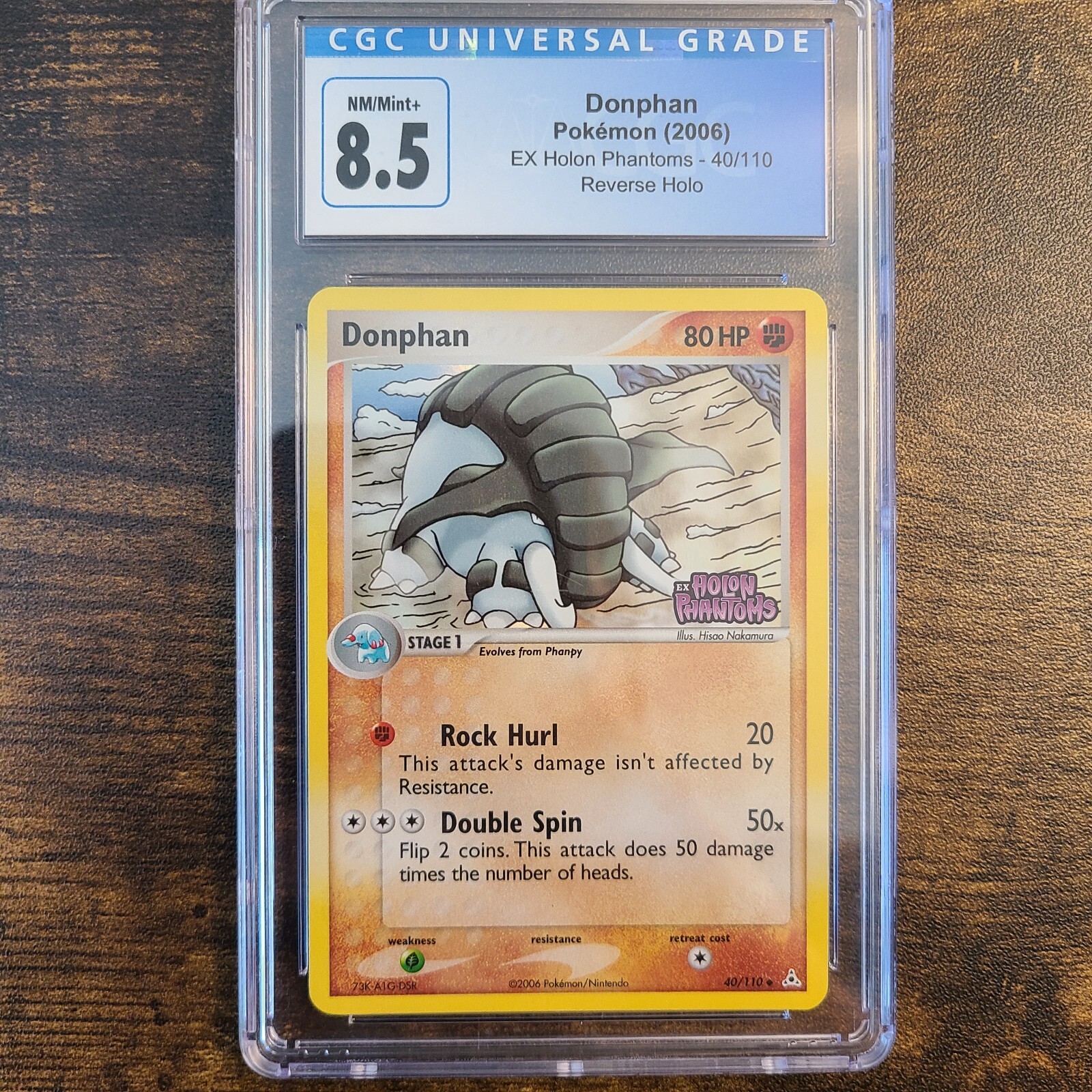 Donphan 40/110 EX Holon Phantoms Stamped Reverse Holo Pokémon 2006 CGC 8.5 NM/M