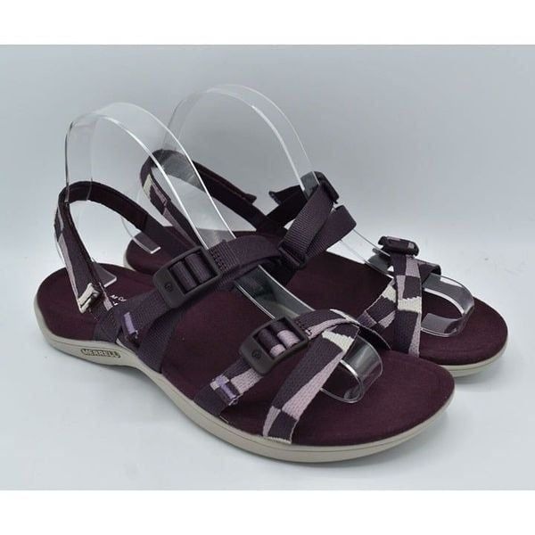 Merrell Womens Size 11 District 3 Burgundy Backstrap Web Sandals Shoes