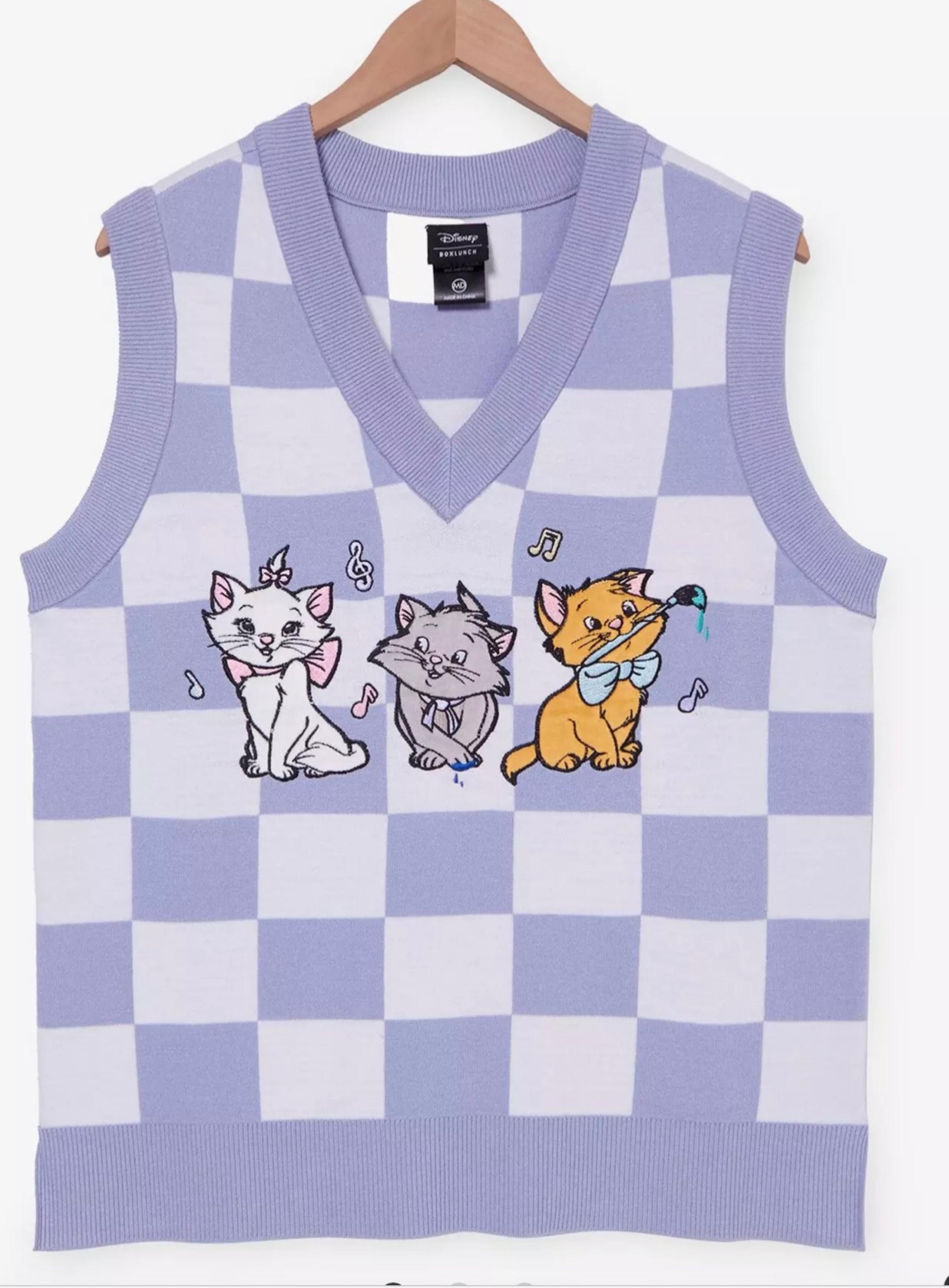 Disney The Aristocats Kittens Checkered Women's Sweater Vest