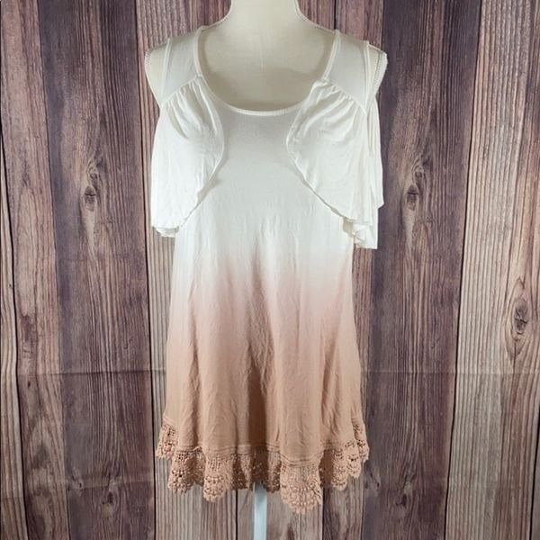 Umgee Ombré Cold Shoulder Embroidered Blouse