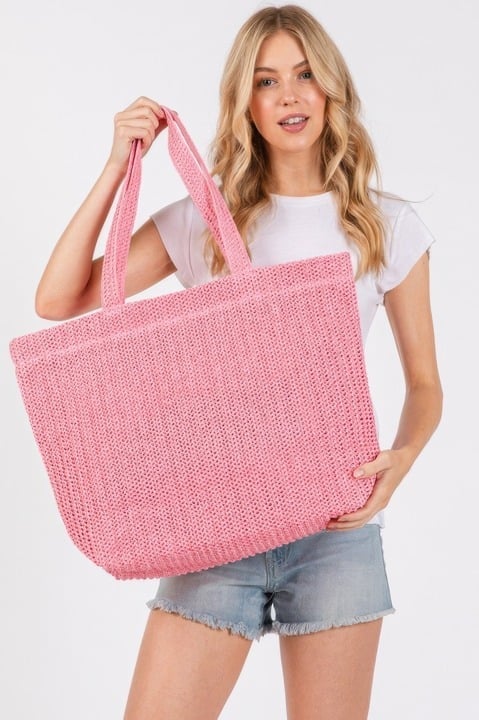 Solid Crochet Straw Bag