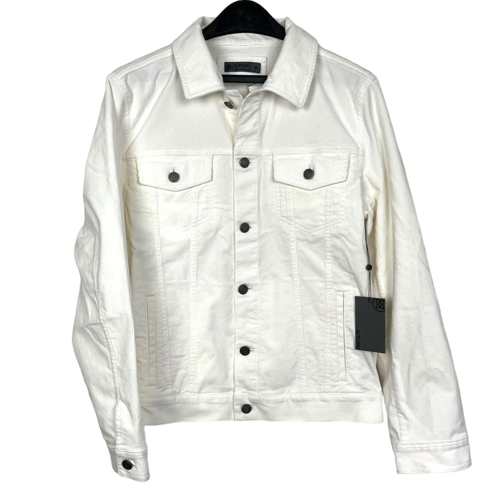 NEW G/Fore G4 Men's Medium Retro Trucker Style Corduroy Jacket Snow White 255