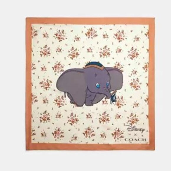 Disney x Coach Dumbo Rose Bouquet Print Silk Bandana