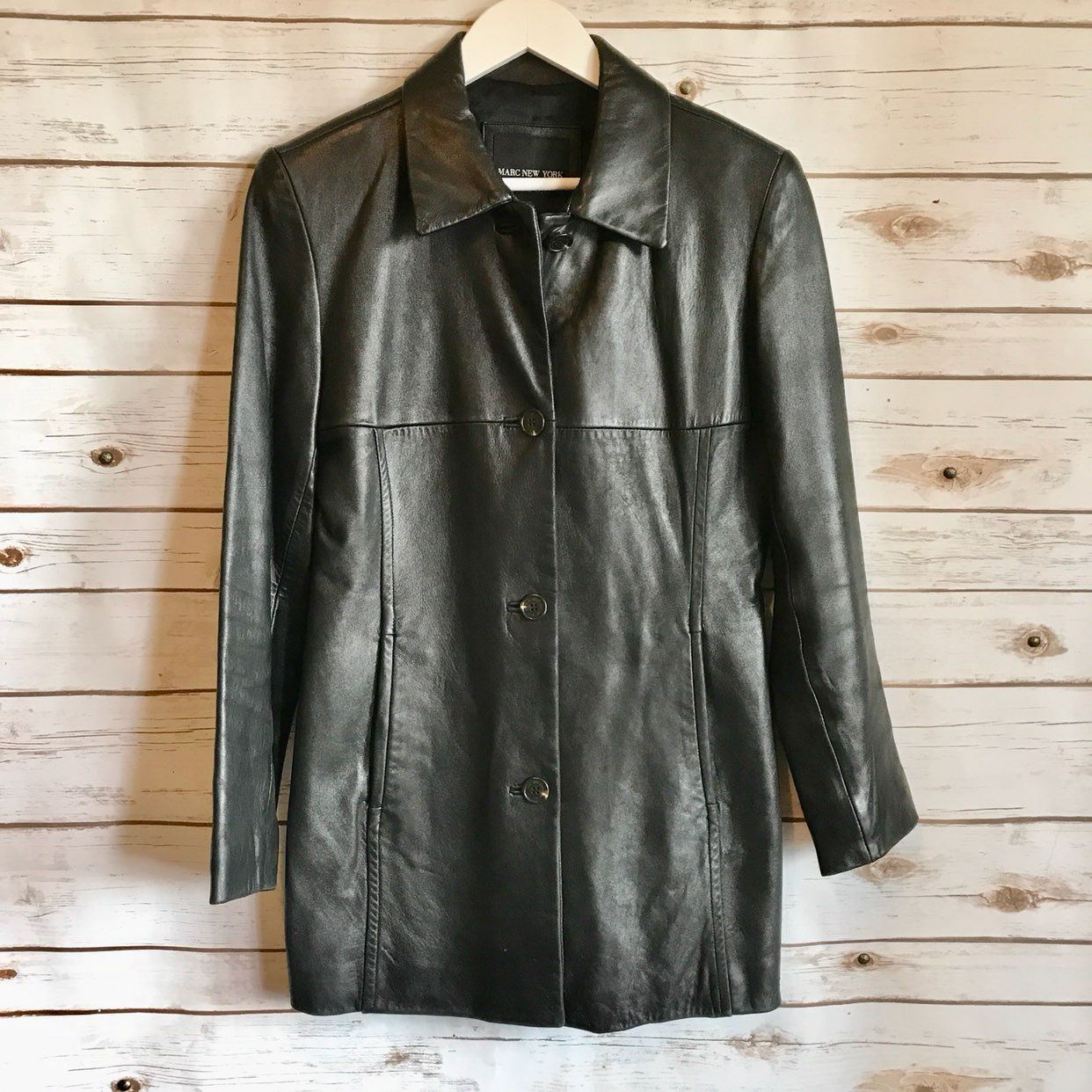 Marc New York Leather Black Coat