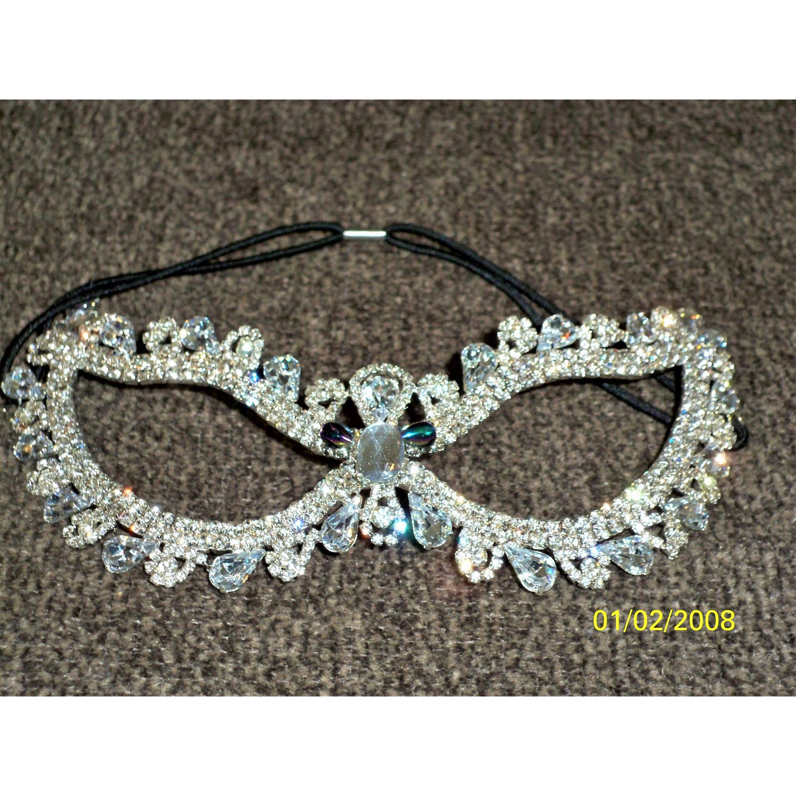 Silver rhinestone bridal prom party masquerade costume ball Halloween mask
