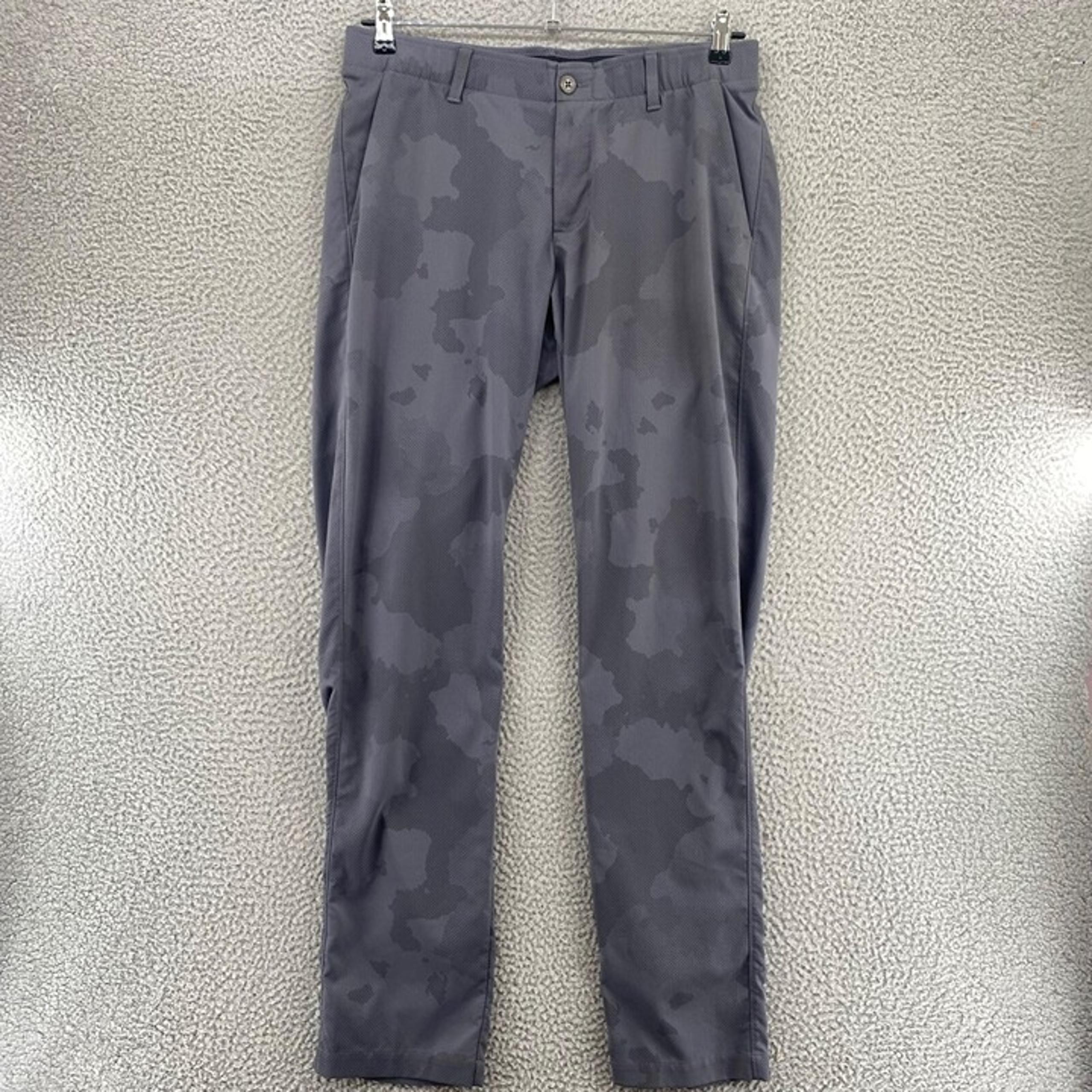 Under Armour Pants Mens 34 Gray Camo Nylon Tech Stretch Pocket Active Everyday