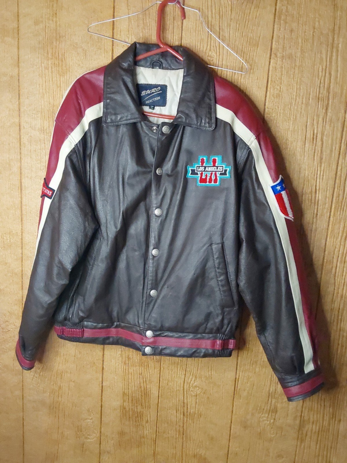Euro Reaction Leather Bomber Jacket Los Angeles Size L