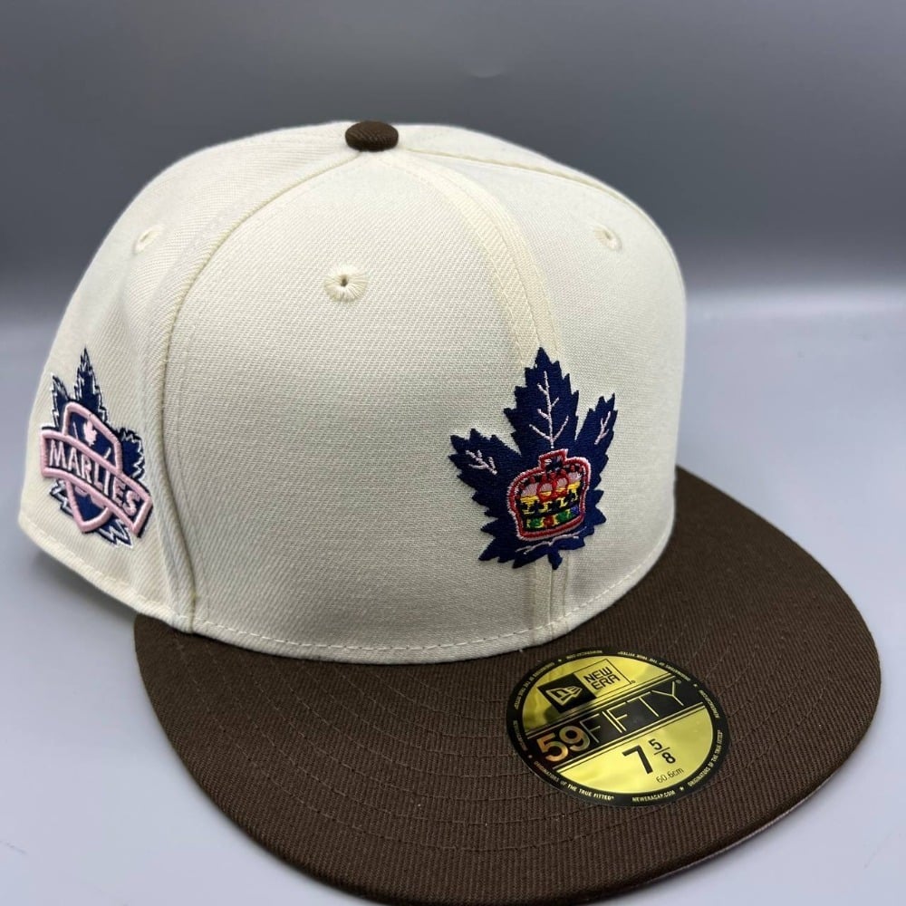 Toronto Marlies Hat Men 7 5/8 White Pink 59Fifty New Era AHL Fitted Cap