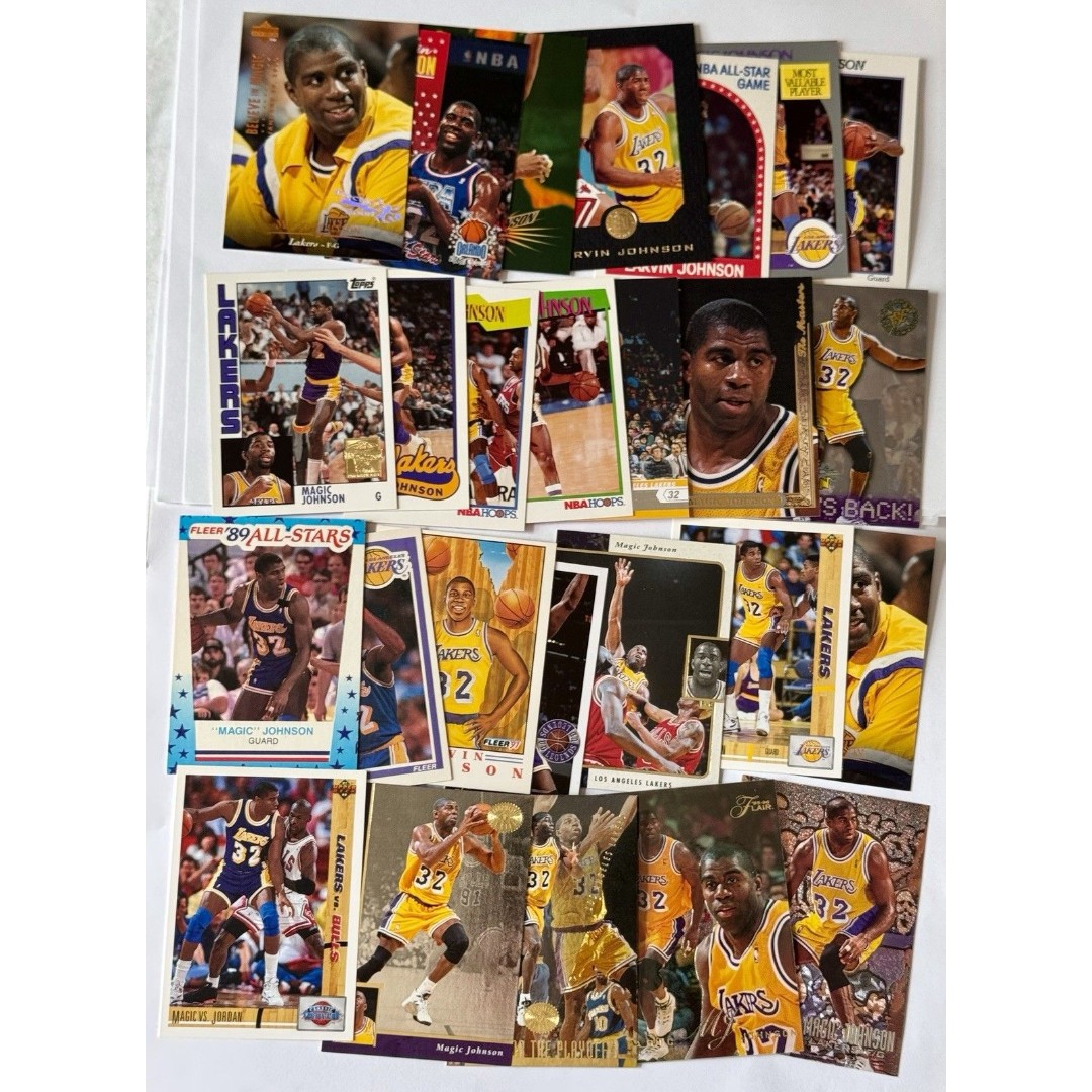 Magic Johnson Basketball Card Lot Lakers HOF With Upper Deck Vs Michael Jordan