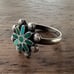 Vintage Native Zuni Inlay Turquoise Flower Ring 925 Sterling Silver