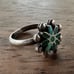 Vintage Native Zuni Inlay Turquoise Flower Ring 925 Sterling Silver