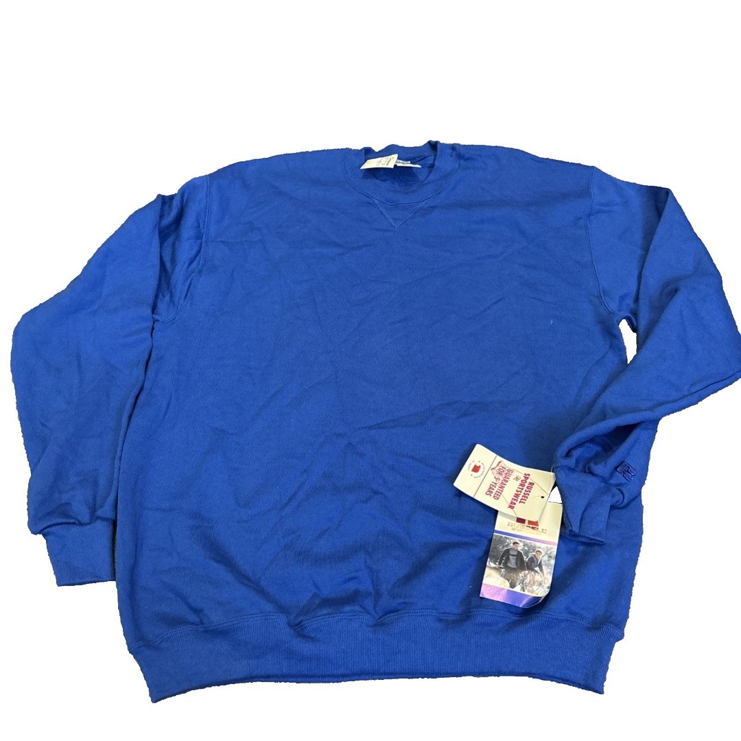 Russell Athletic Sweater Mens XL 80s Vintage Deadstock Made USA Blue Sweatshirt