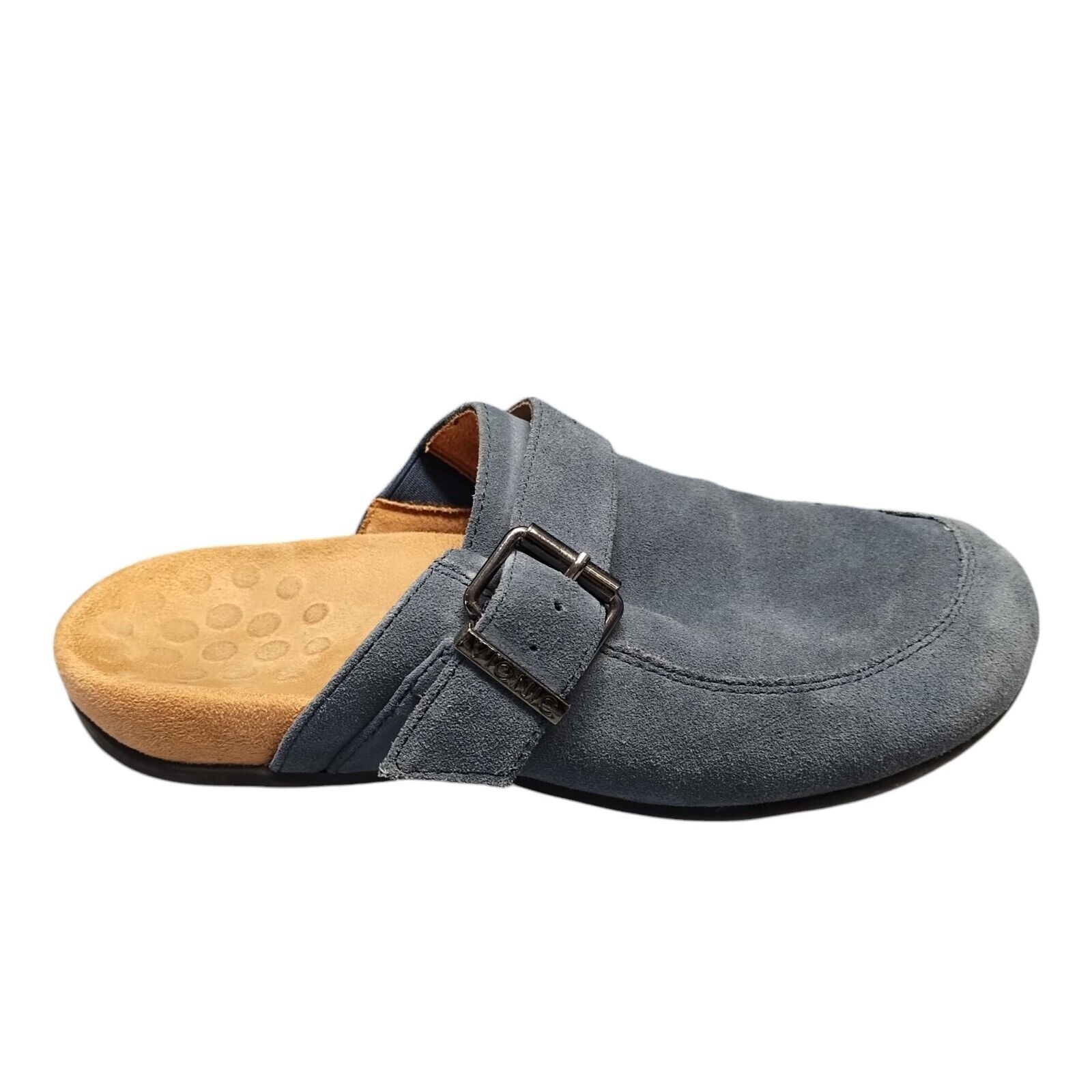 Vionic Tanya Moca Mule Shoes Womens Size 8 Blue Suede Round Toe Comfort Slip On