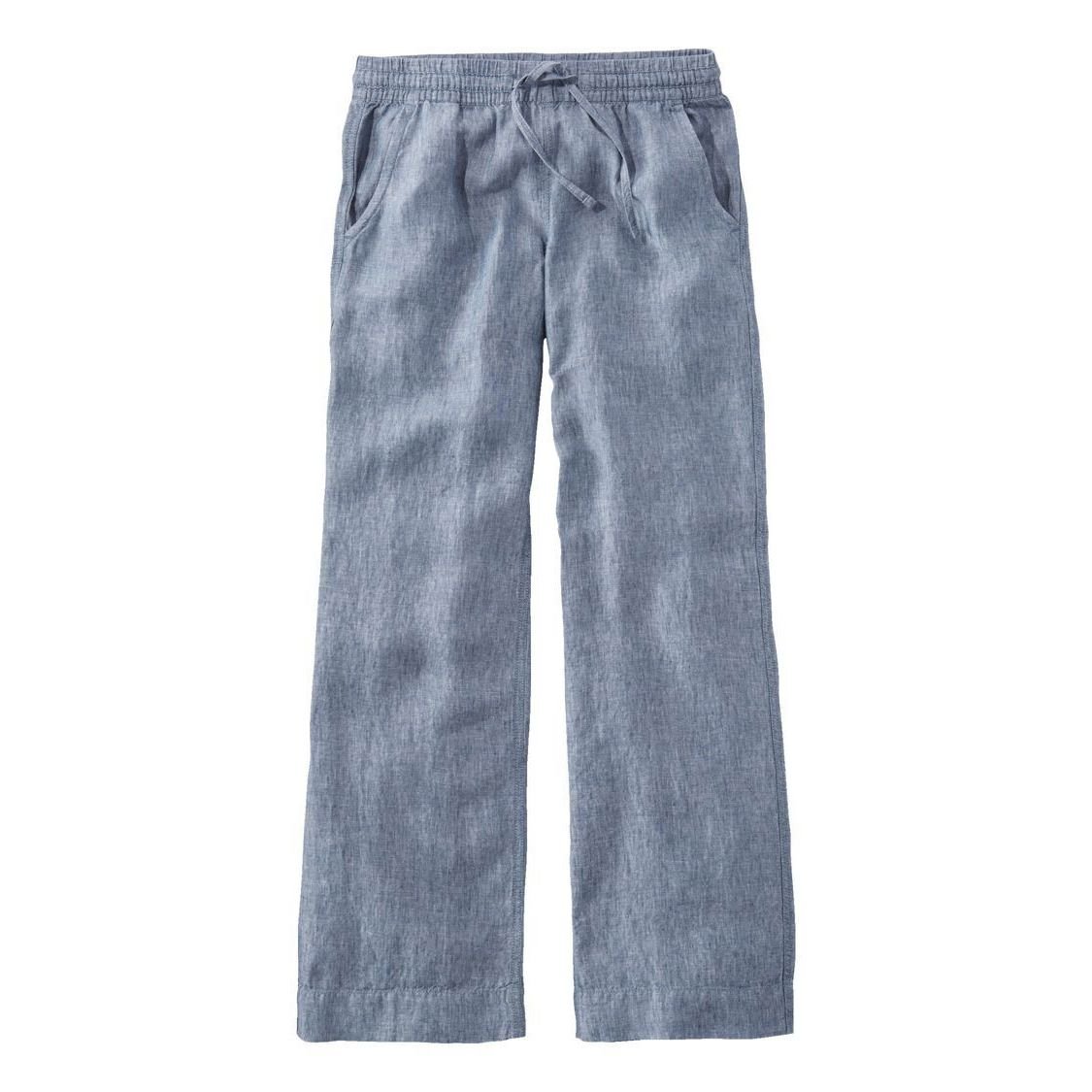L.L. Bean Premium 100% Linen Breezy Pull On Pant Women 4P Pockets Bright Mariner