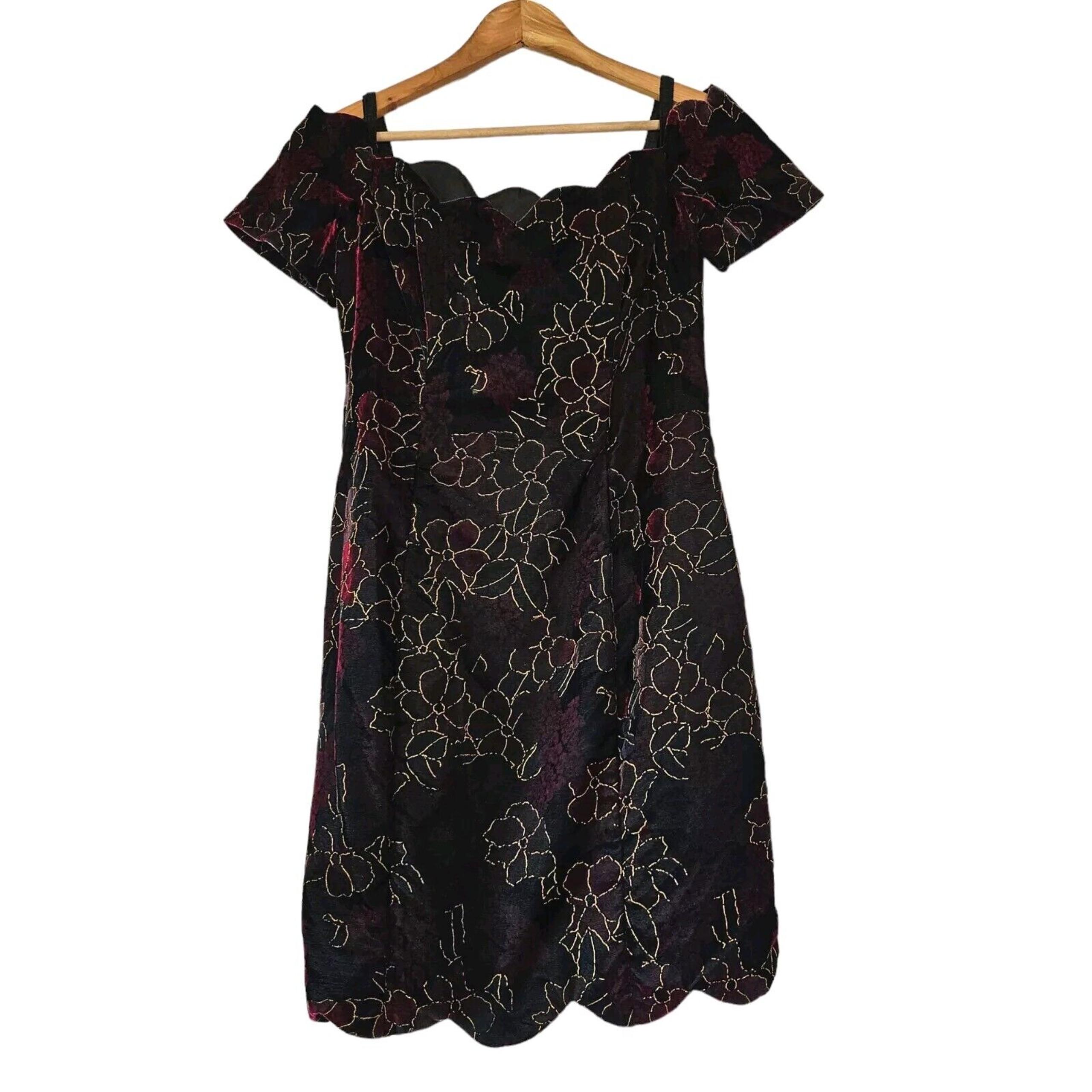 Vtg Rampage Velvet Floral Dress Womens 11 Romantic Whimsigoth Witchy Goth 90s