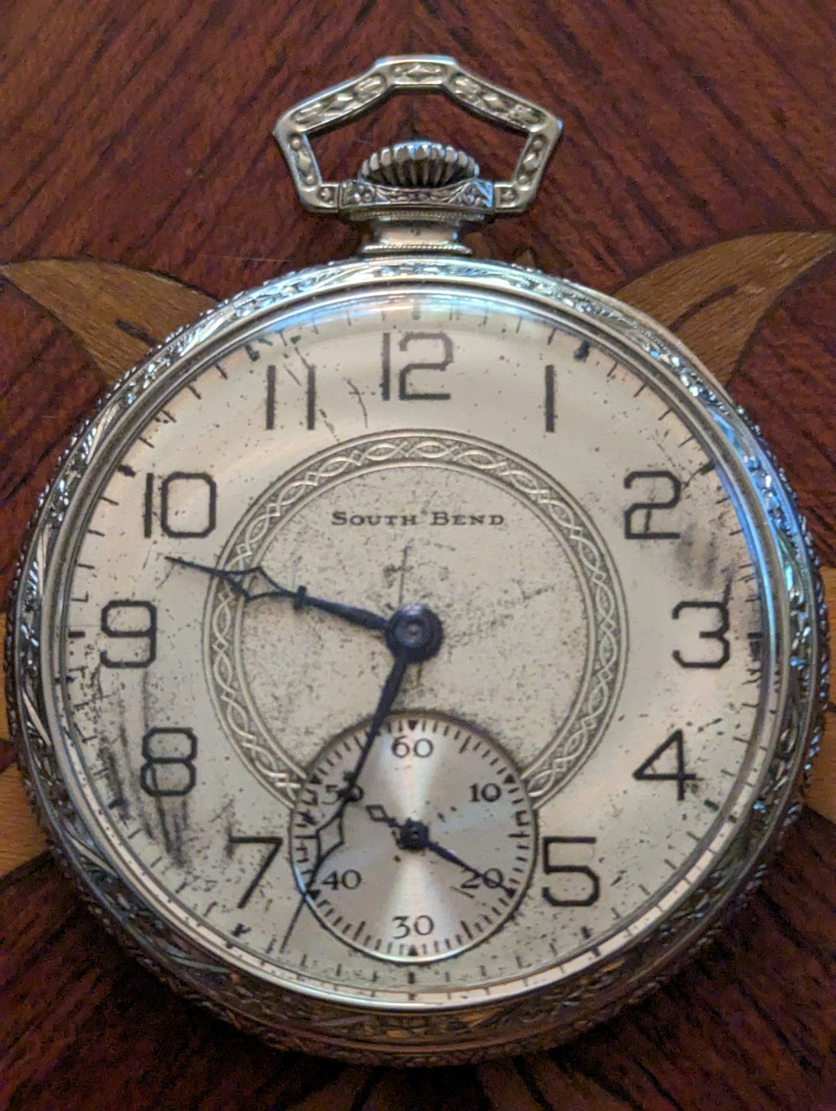 1924 South Bend 411 14k White Gold Cased Pocket Watch
