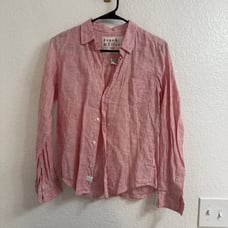 Frank & Eileen Barry Linen Button Down Shirt Red White Stripes Size Small
