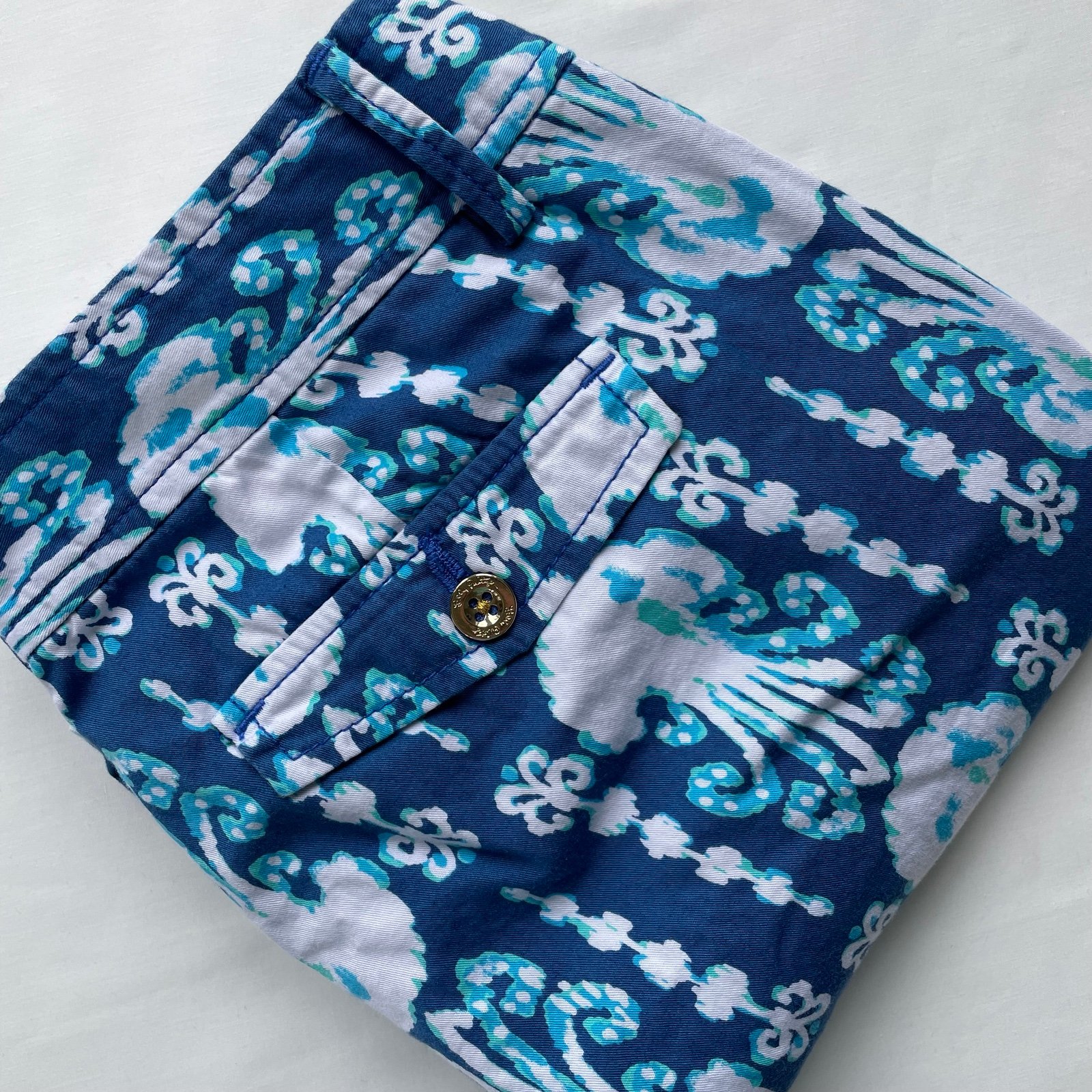 Lilly Pulitzer Women’s Cocoanut Walk Get in Line Blue White Crop Pants Size 2