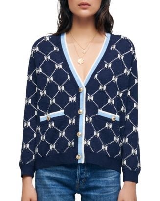 Maje Mybow Jacquard Cardigan