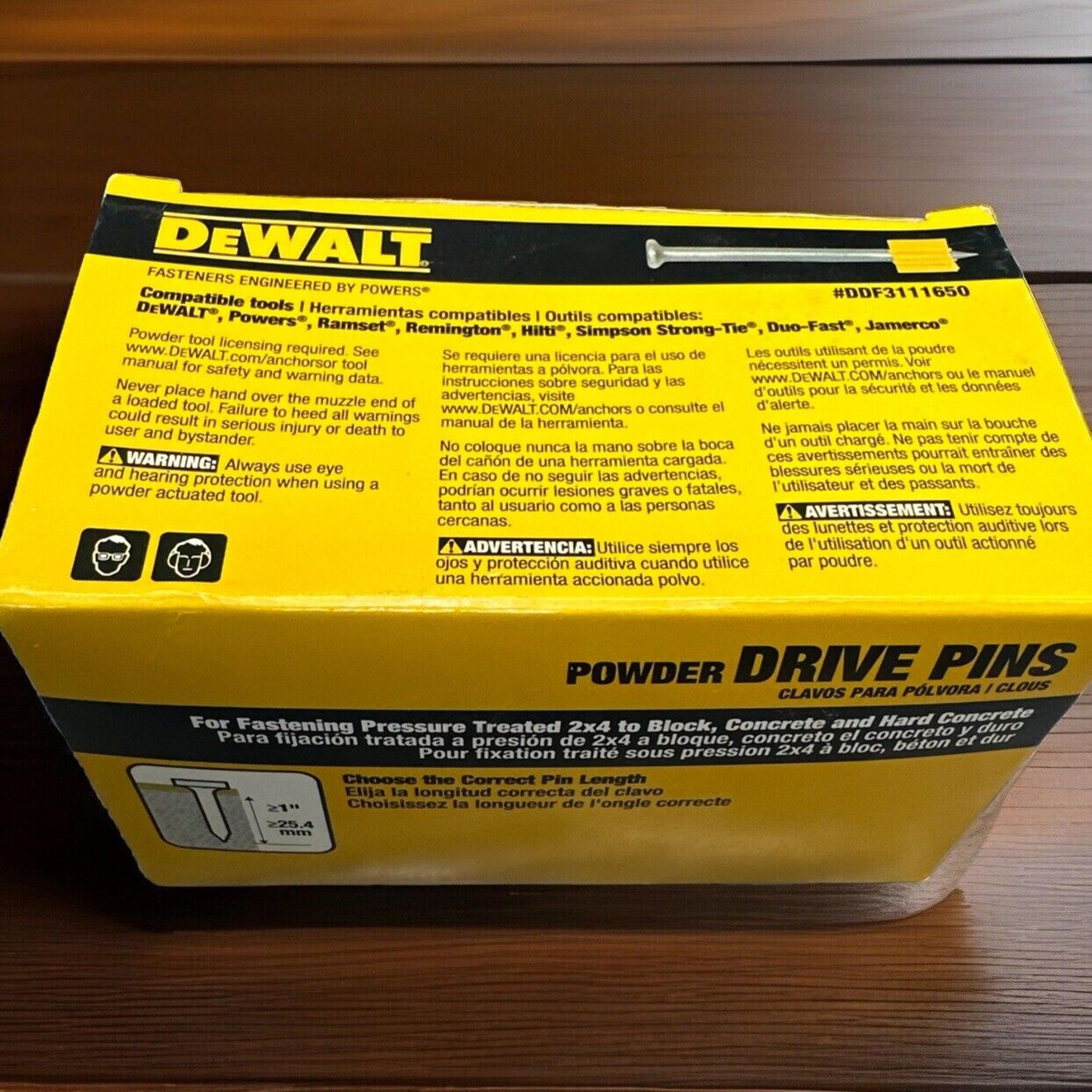 100 DeWalt Powder Drive Pins 3 inch #DDF3111650 {E}