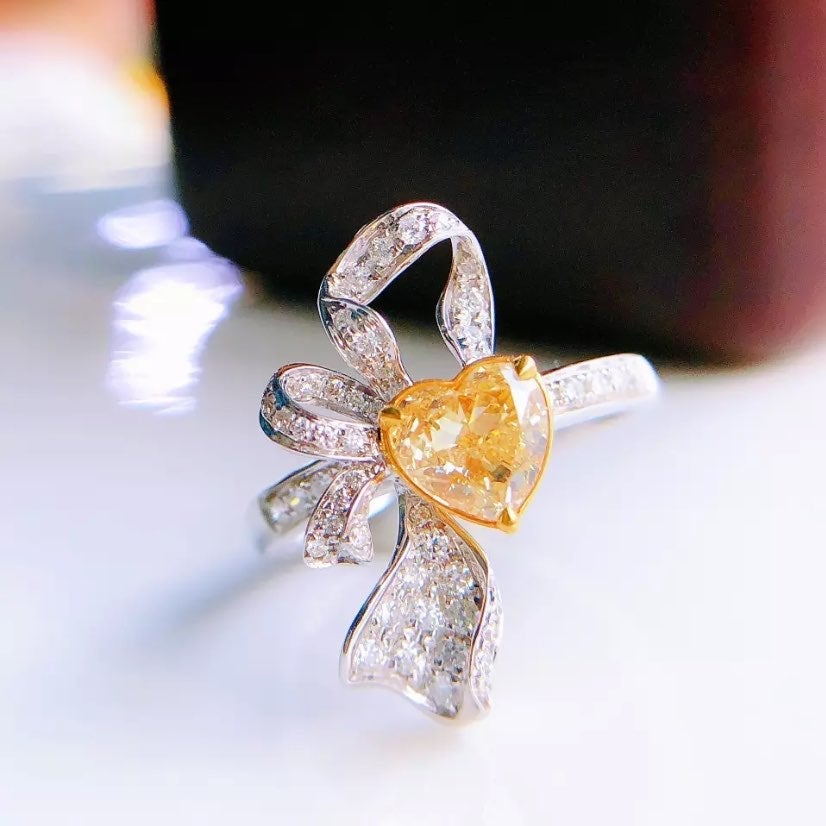 PT950 Unique Citrine Heart Designer ring