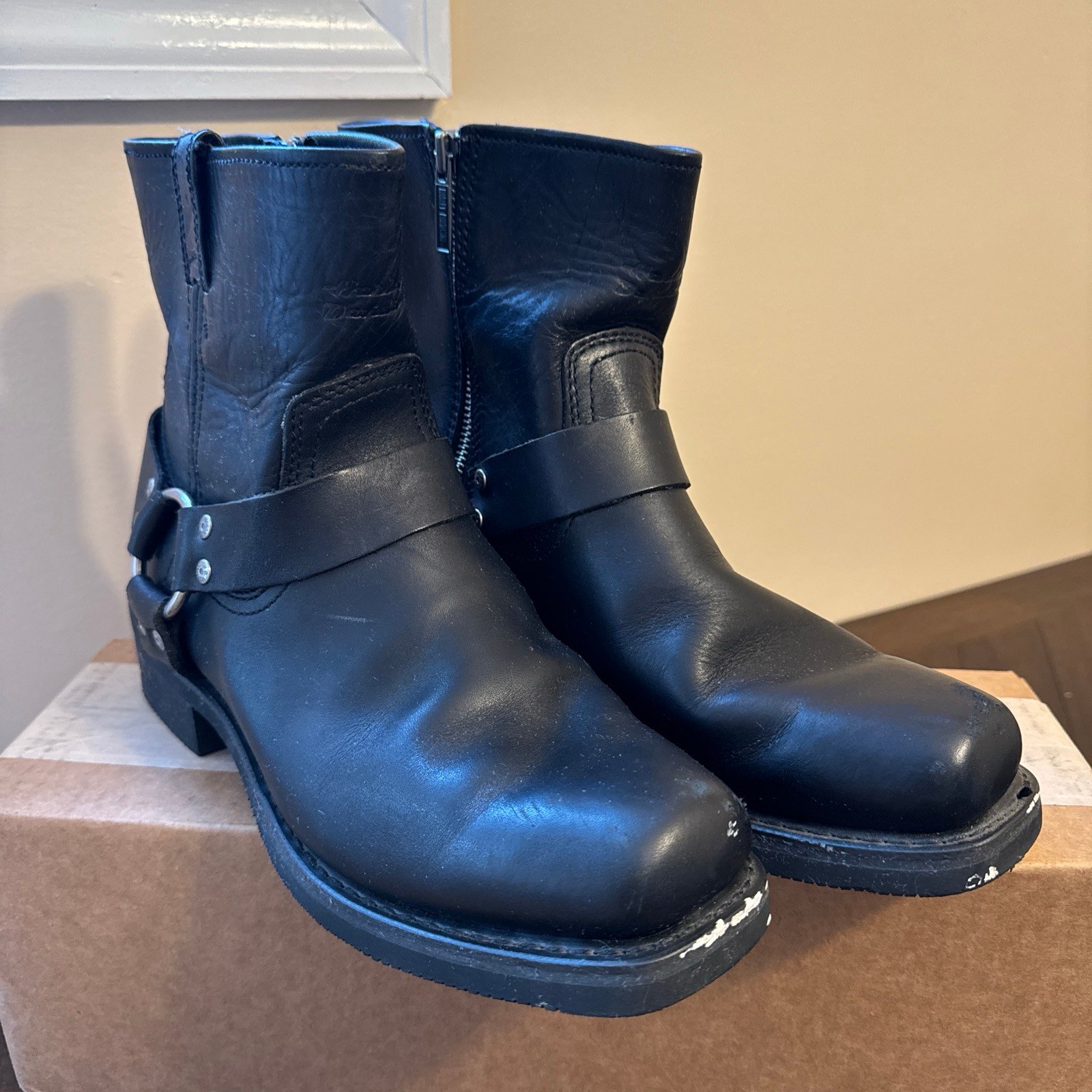 Harley Davidson El Paso Leather Riding Zip Boots Size 9.5