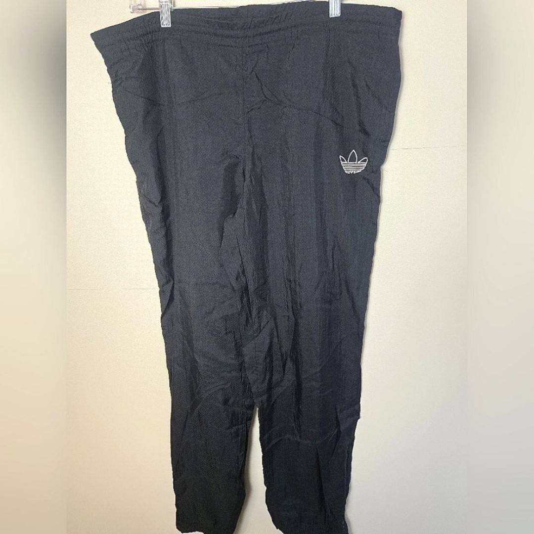 Vintage 90's Adidas Unlined Windbreaker Black Track Pants, Size Medium