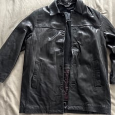 Andrew Marc Vegan Leather Men’s Medium Black Jacket Italian Cashmere