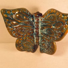 Vintage MCM Gorgeous Pottery Butterfly Ashtray Wall Hanging.