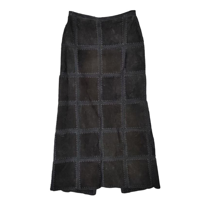 OUTFIT JPR Quilted Suede Maxi Skirt Womens Size 6 Black Goth Witch Western Boho