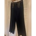American Living 100% Linen Navy Sailor Wide Leg Pant Gold Crest Button Sz 8