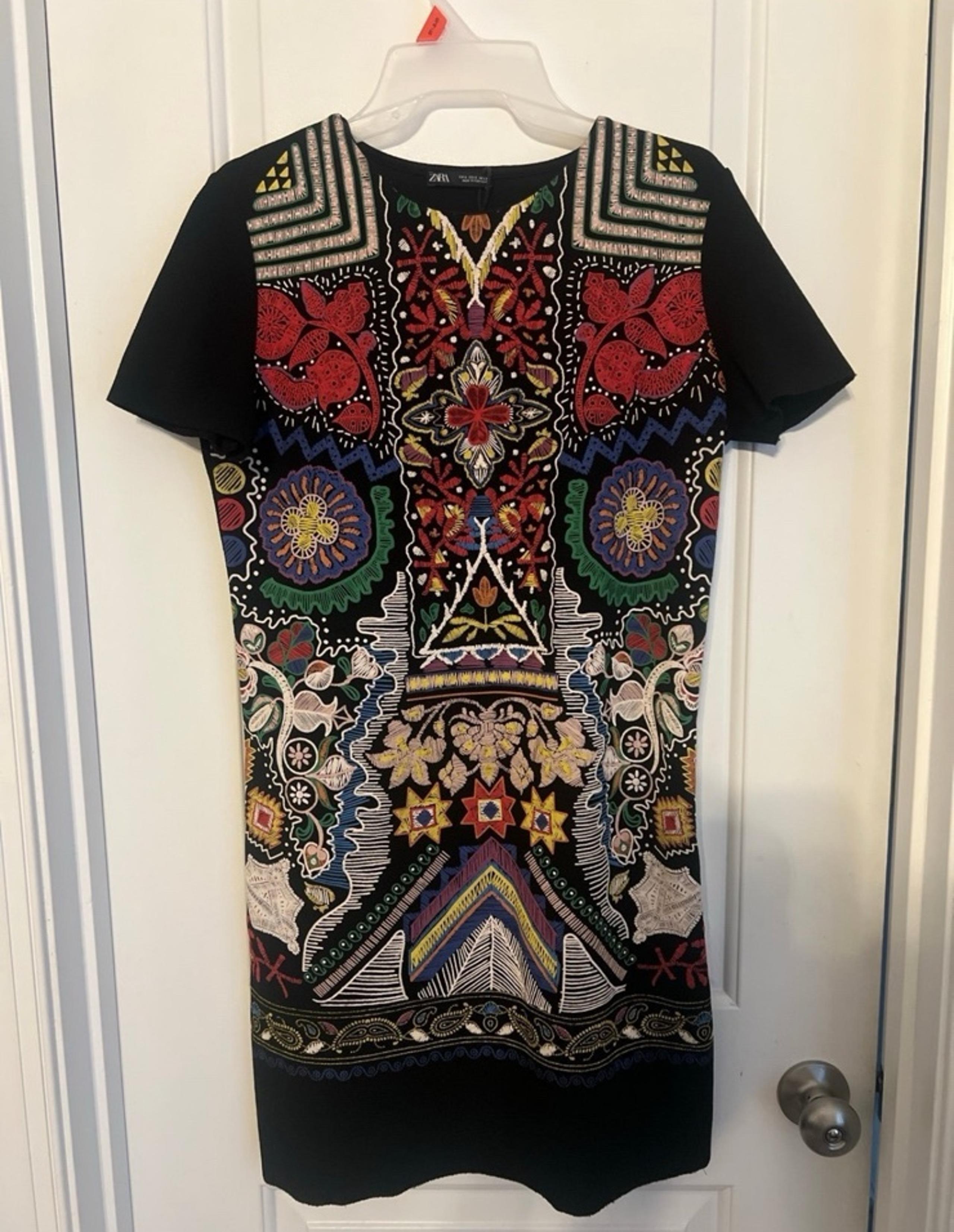Zara Multicolor Geometric Textured Dress | s