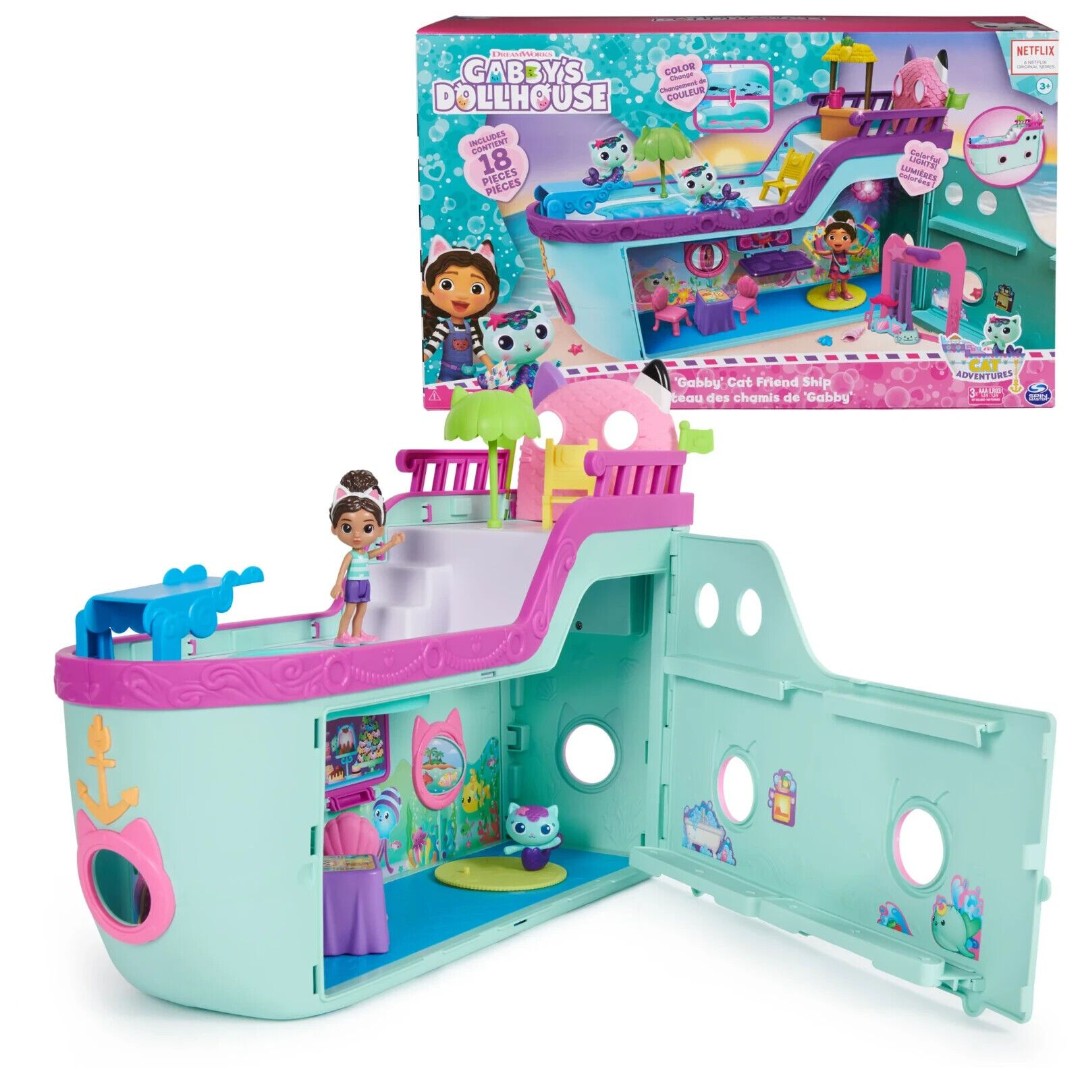 Gabby’s Dollhouse, Gabby Cat Friend Ship Cruise Ship Toy Vehicle Playset NEW