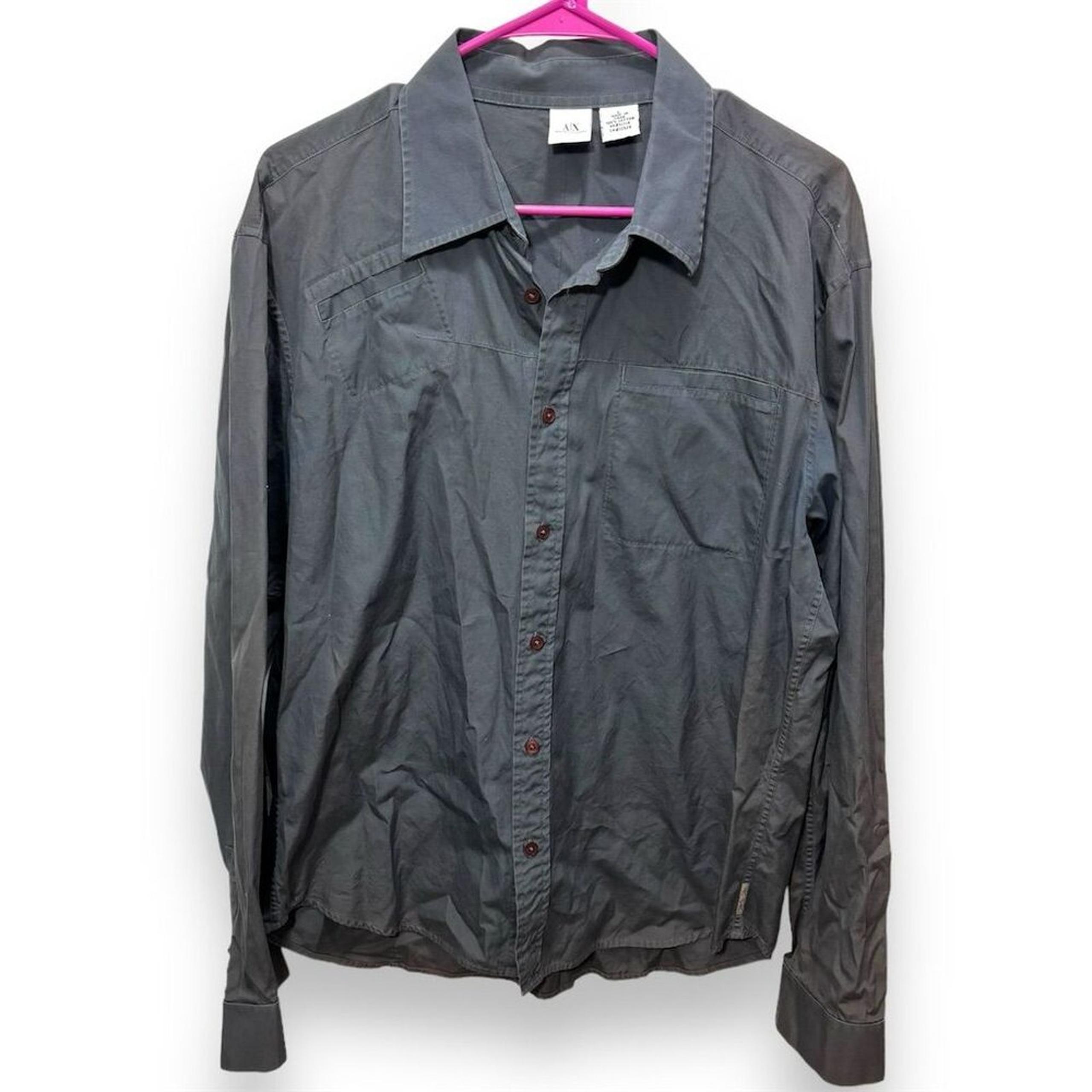 A|X Armani Exchange Men's L Gray Long Sleeve Button-Up Casual Shirt