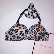 Victoria Secret Swim Bikini Top 34B Bombshell Push Up Adds 2 Cup Sizes Animal P
