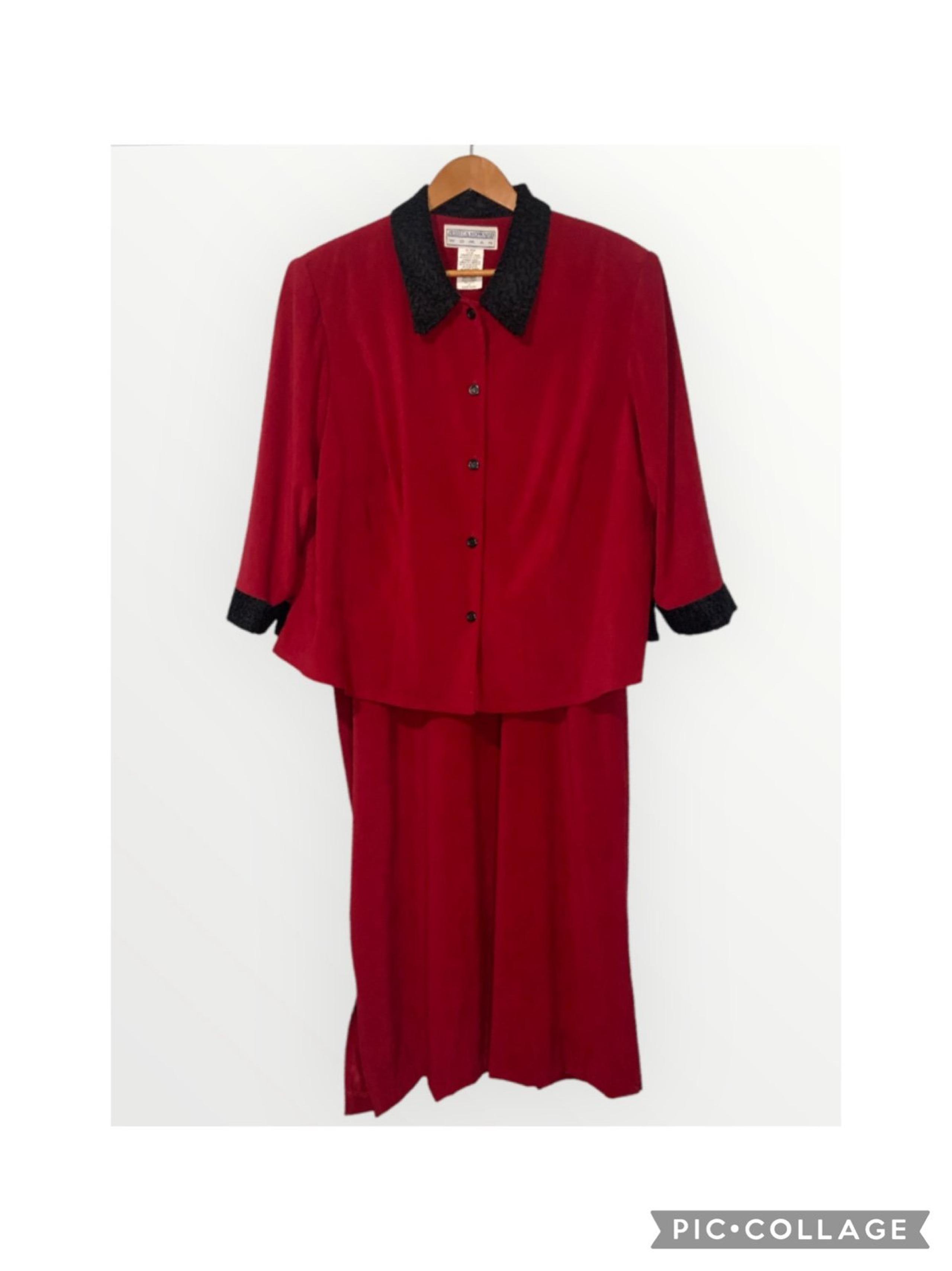 Jessica Howard Woman Vintage~ Red & Black Elegant Holiday Christmas Dress~2Pc~22