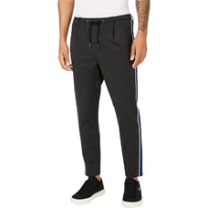 Jack and Jones Mens Tapered Vega Pull On Pants Cropped Gray Blue Stripe W33 L26