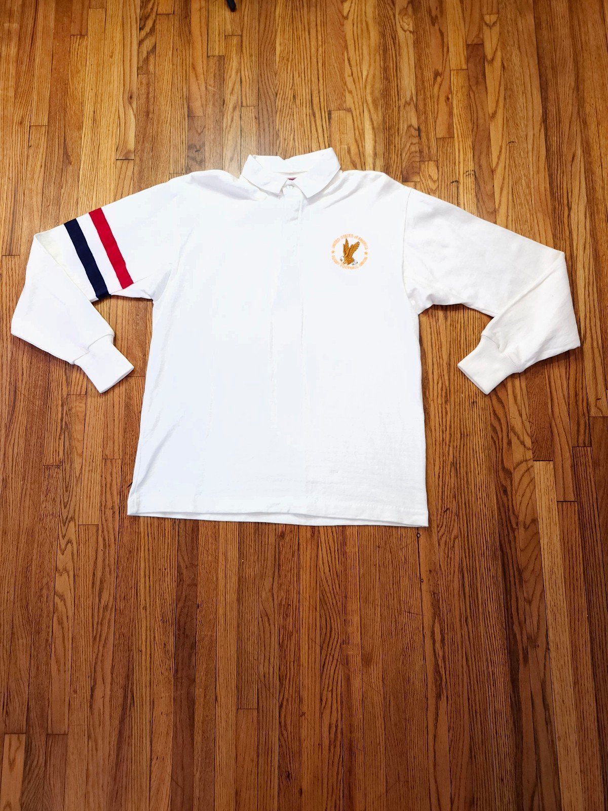 Columbia knit Mens Rugby Long Sleeve Polo Made In USA size L Vintage