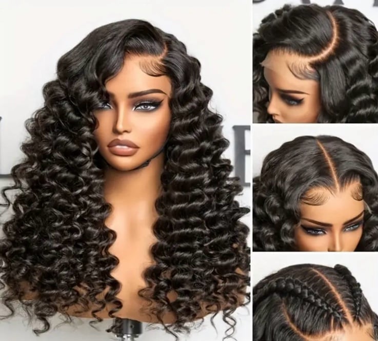 34 Inch deep curl wig human hair