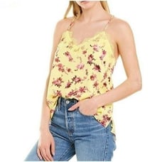 Cami NYC Racer Floral 100% Silk Lace Trim Flowy Camisole Tank Sz S