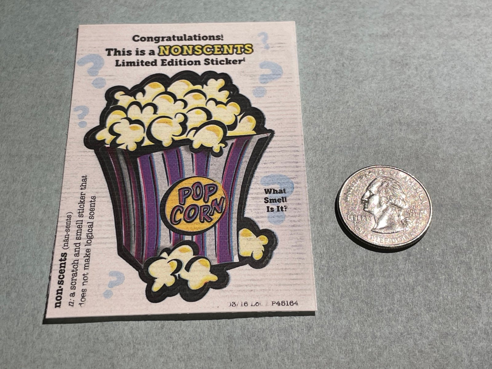 Mello Smello Scratch And Sniff Sticker Classic 2016 Vintage Nonscents PopcornBag